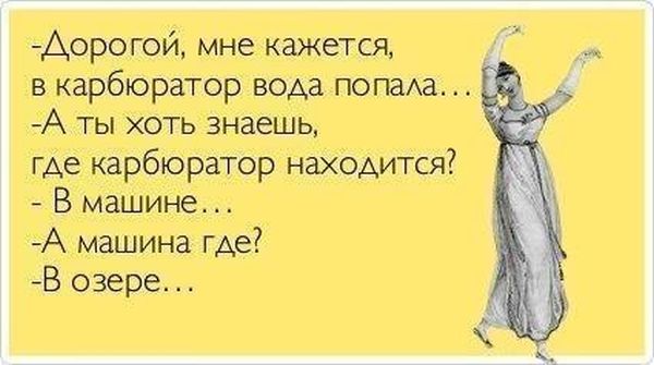Дорогой, в карбюратор вода попала