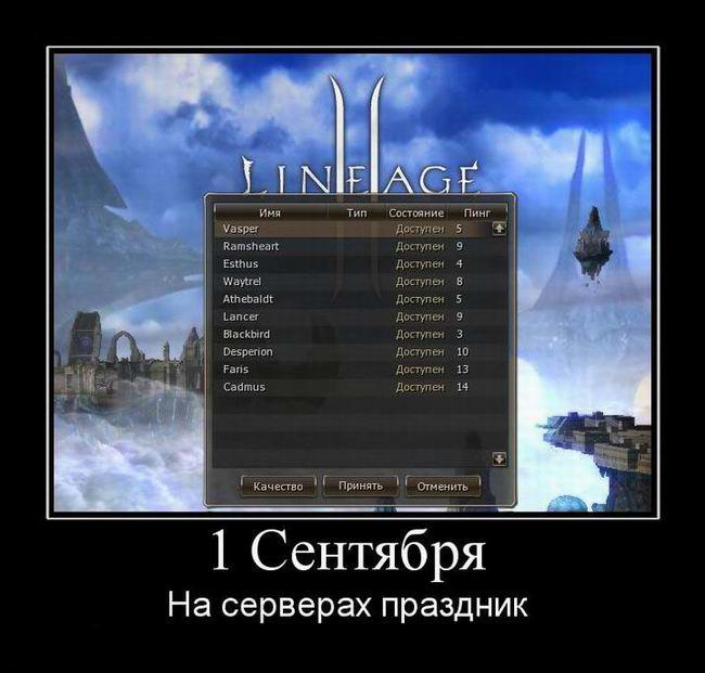 1 Сентября На серверах Lineage праздник