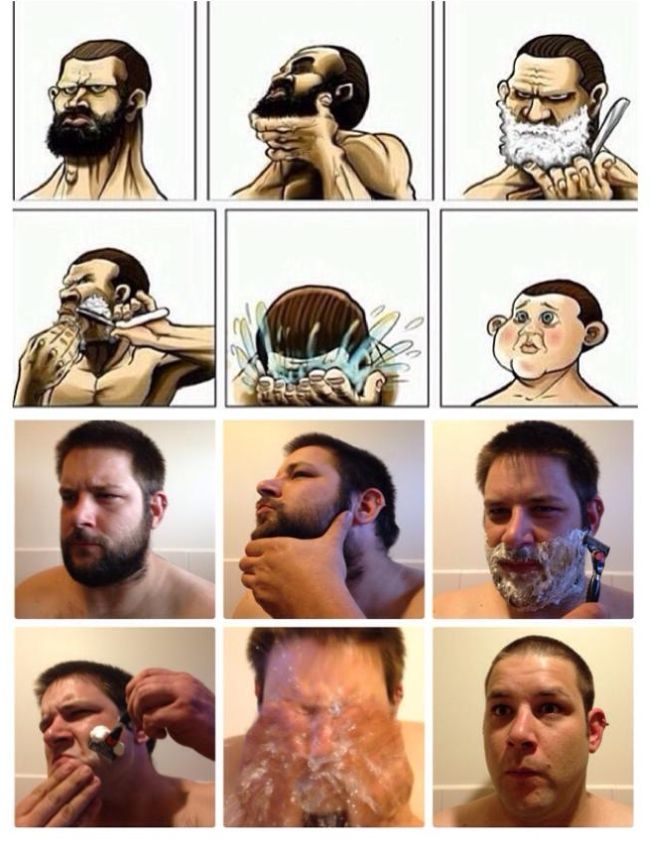 До и после бритья